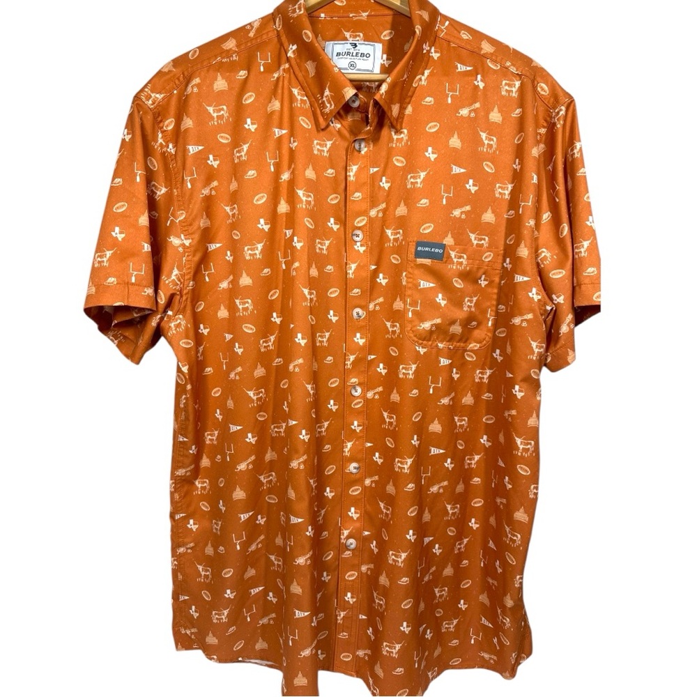 Burlebo University of Texas Longhorns Orange Button Up Shirt Men's XL Quick Dry - Picture 6 of 11